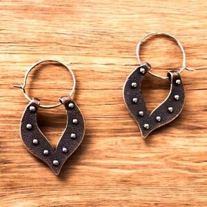 Unique Brown Copper Hoop Earrings w/ Stainless Steel Studs Viking inspired DND